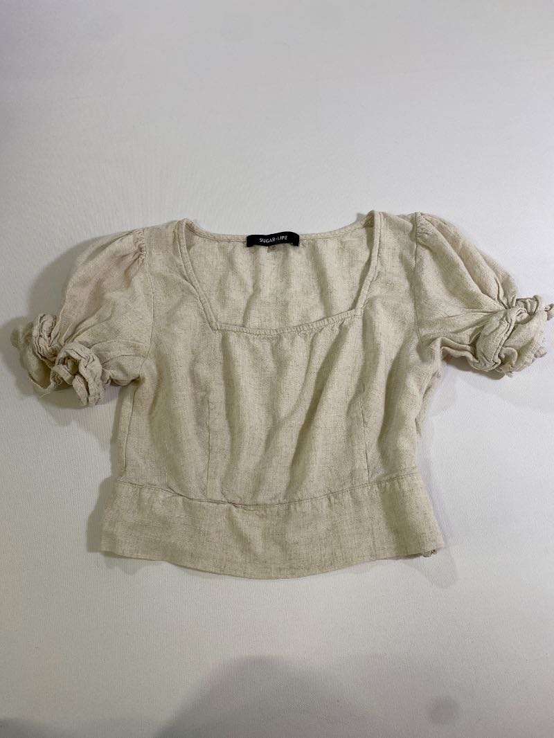 Sugar + Lips  Puffed Sleeve Short Sleeves