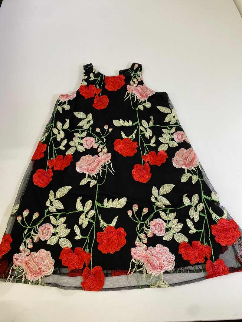 None Floral Embroidered Dresses
