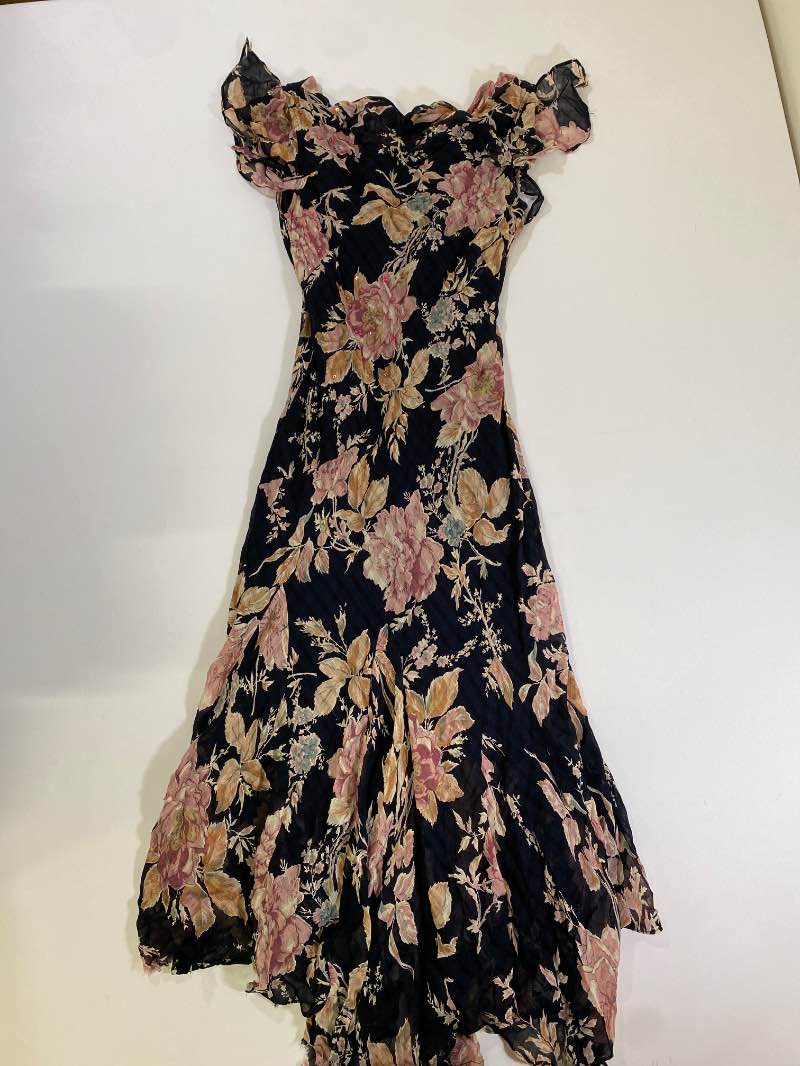 None Floral Midi Dress Vintage