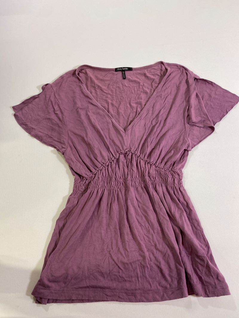 Daisy Fuentes V-Neck Ruched Short Sleeves