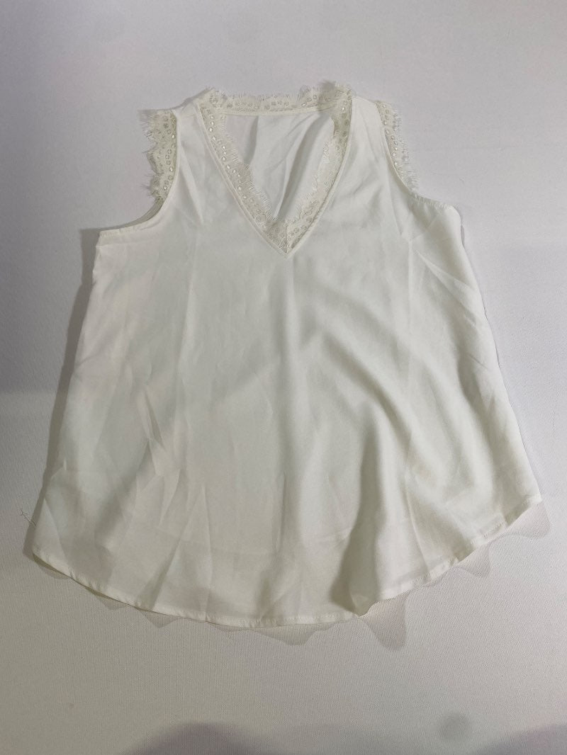 Lace Trim V-Neck Tanks