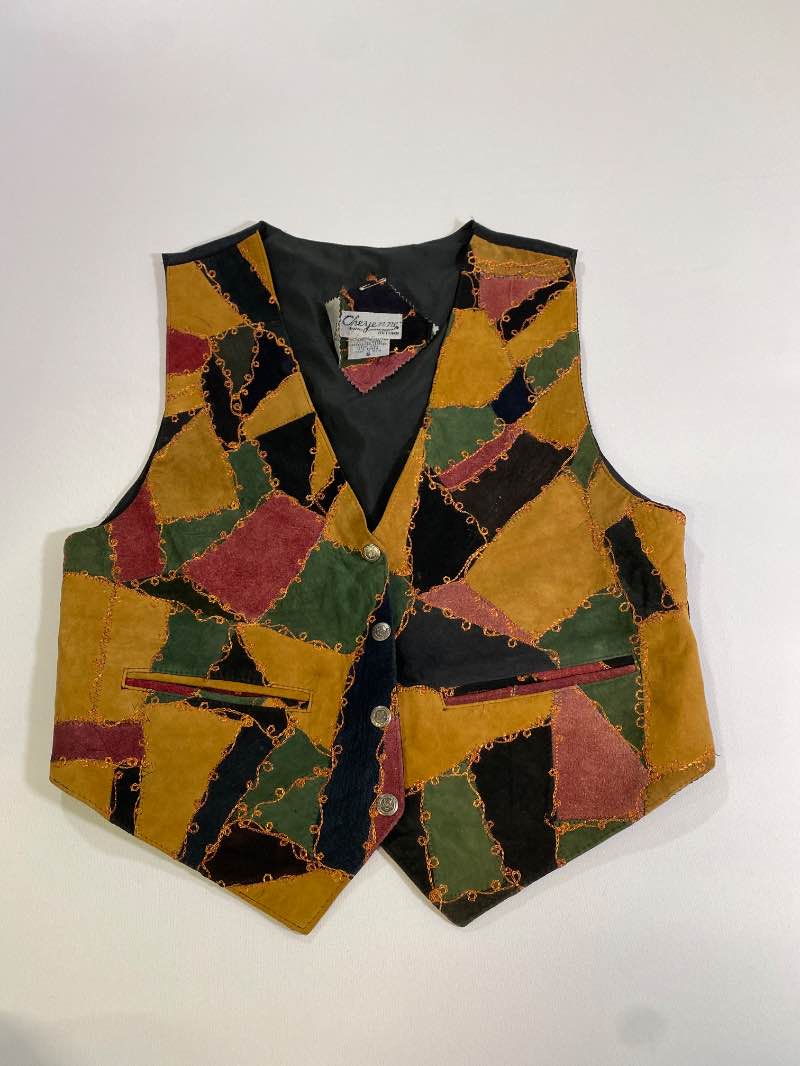 Cheyenne Autumn Patchwork Suede Vest Vintage