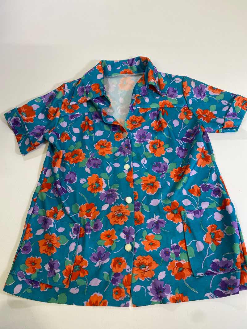 None Floral Button-Up Blouse Vintage