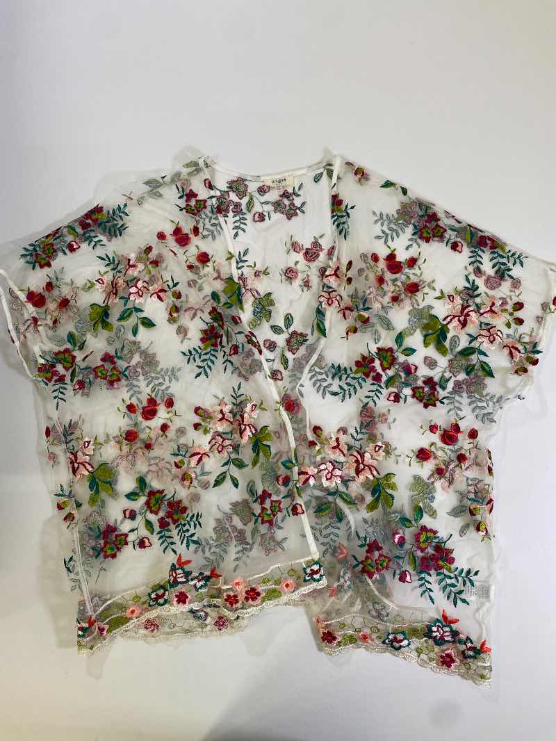 Umgee Sheer Floral Top Short Sleeves
