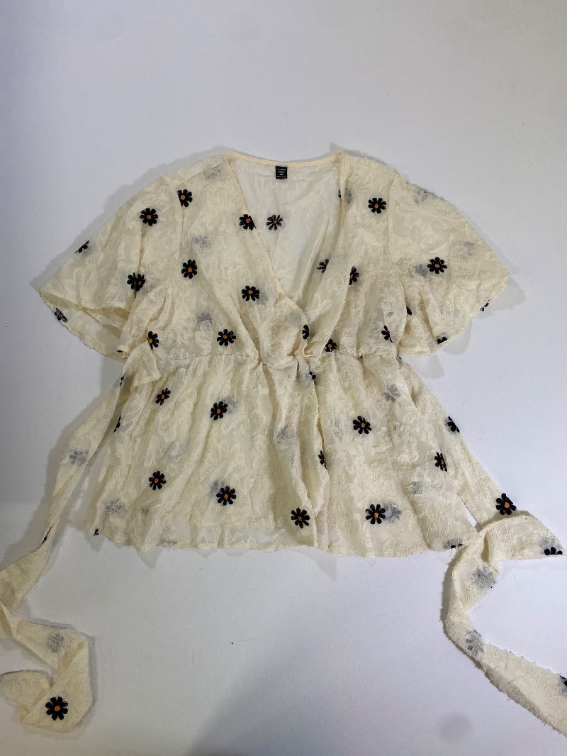 Shein  Wrap Blouse Short Sleeves