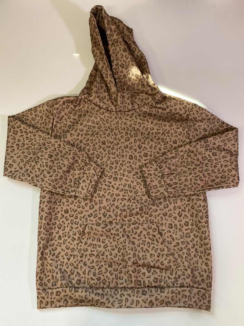 None Leopard Print Hoodie Long Sleeves