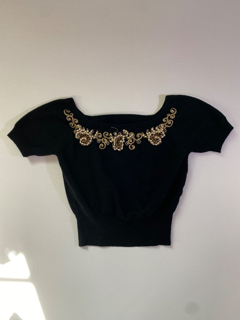 None Beaded Knit Top Vintage
