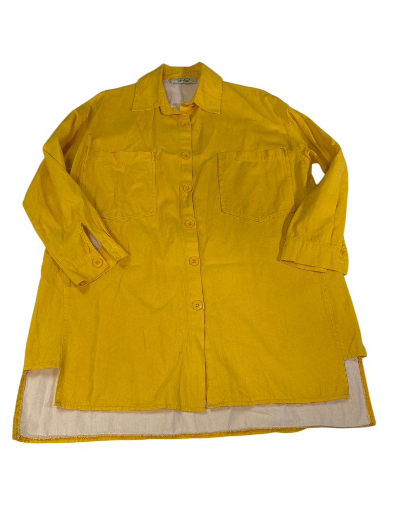 Peace Love Smile Collared Button-Up Long Sleeves