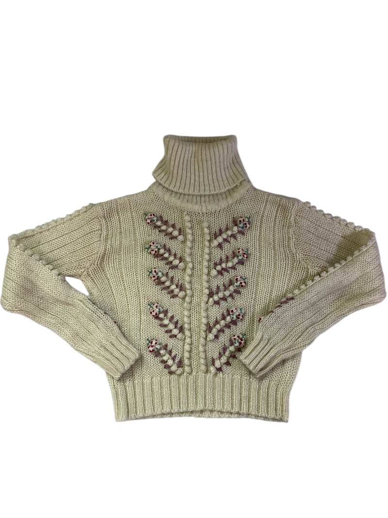 Collage Embroidered Turtleneck Sweater Vintage