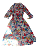 None Floral Midi Dress Vintage