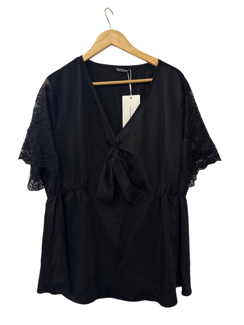 Bloomchic Tie-Front V-Neck Short Sleeves