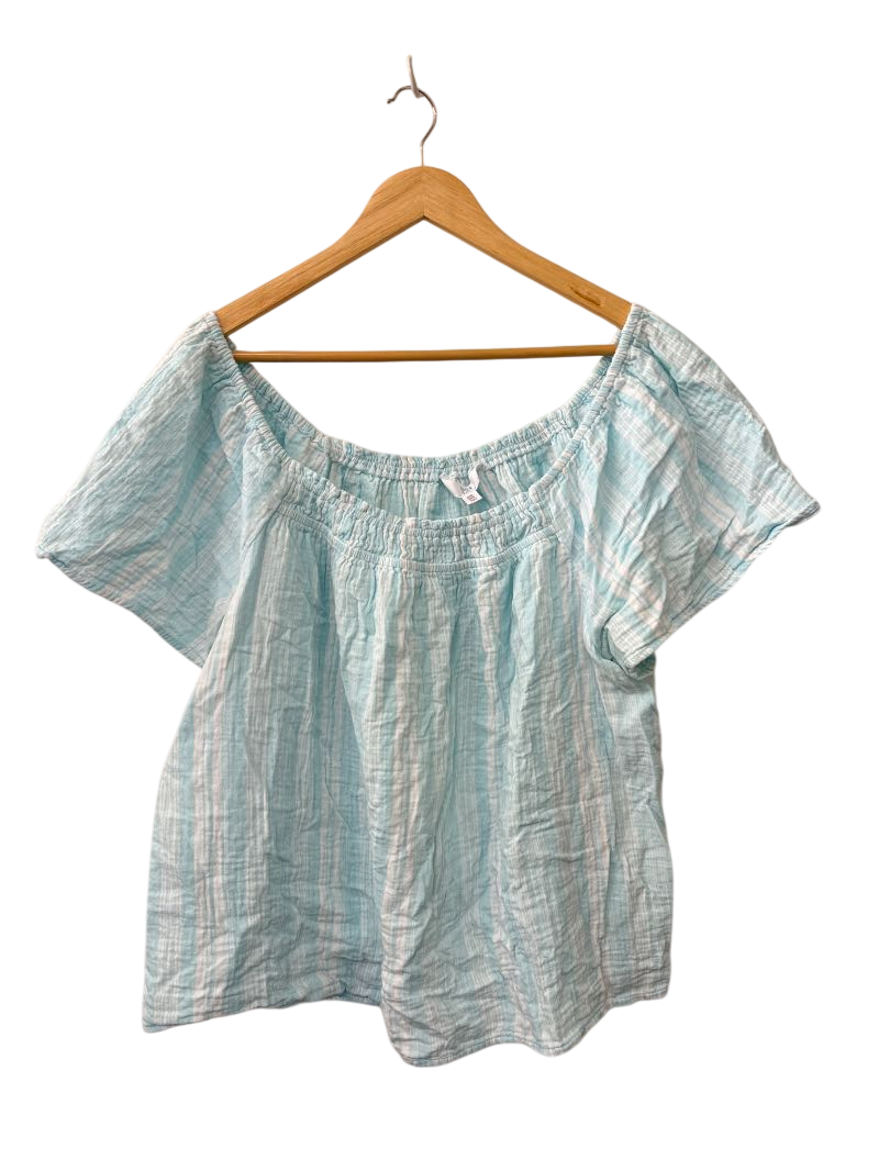 Time & Tru Smocked Neckline Short Sleeves