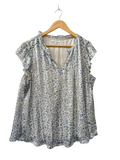 Blousology V-Neck Ruffle Short Sleeves
