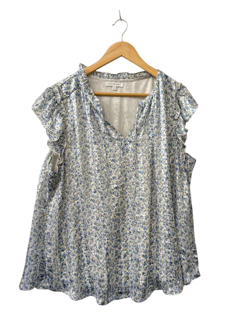 Blousology V-Neck Ruffle Short Sleeves