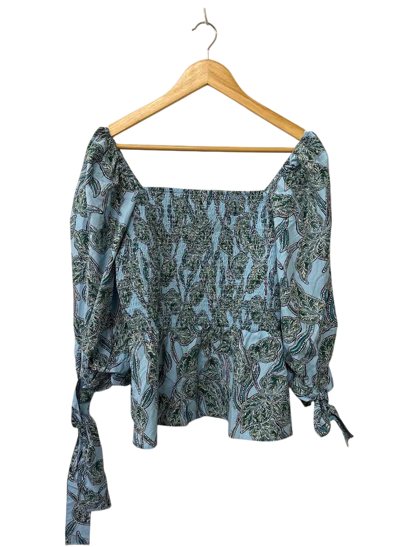 Time & Tru Smocked Blouse Short Sleeves