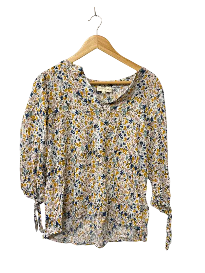 Cynthia Rowley Floral Blouse Long Sleeves