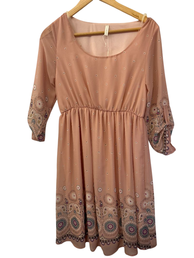 Pink Blush  Embroidered Midi Dresses