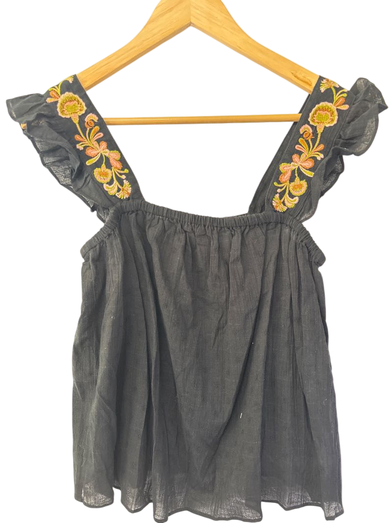 Madewell Embroidered Ruffle Strap Tanks