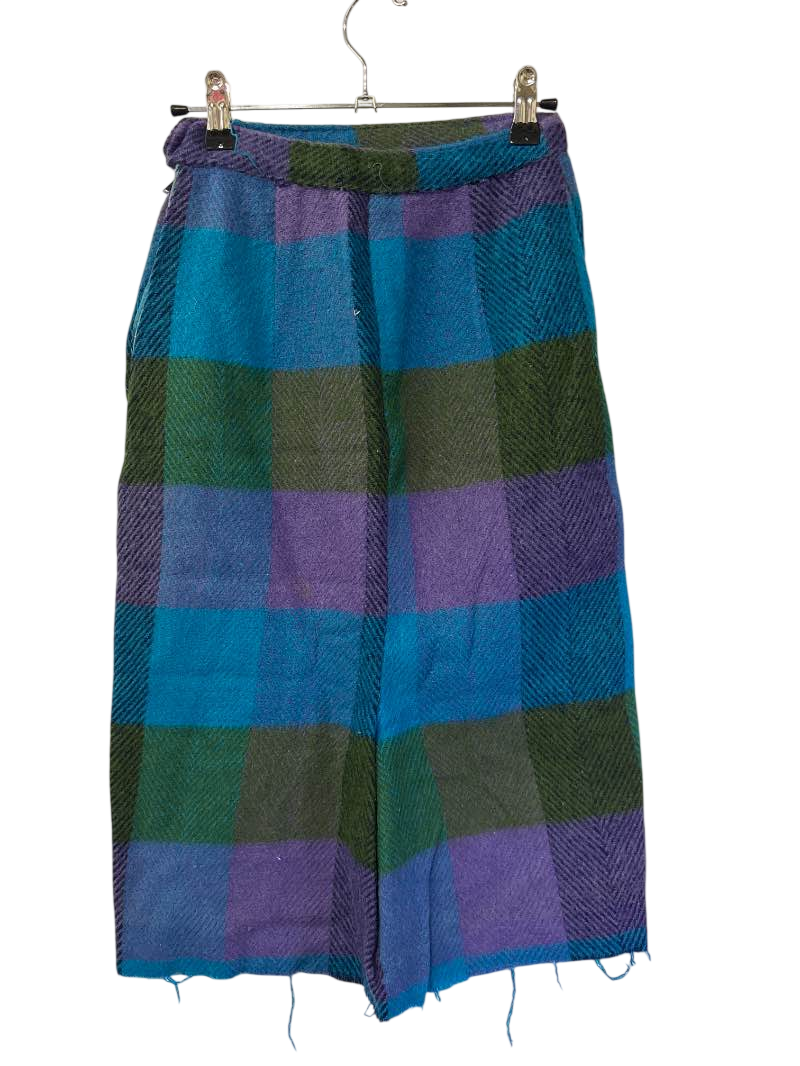 None Plaid Wool Skirt Vintage