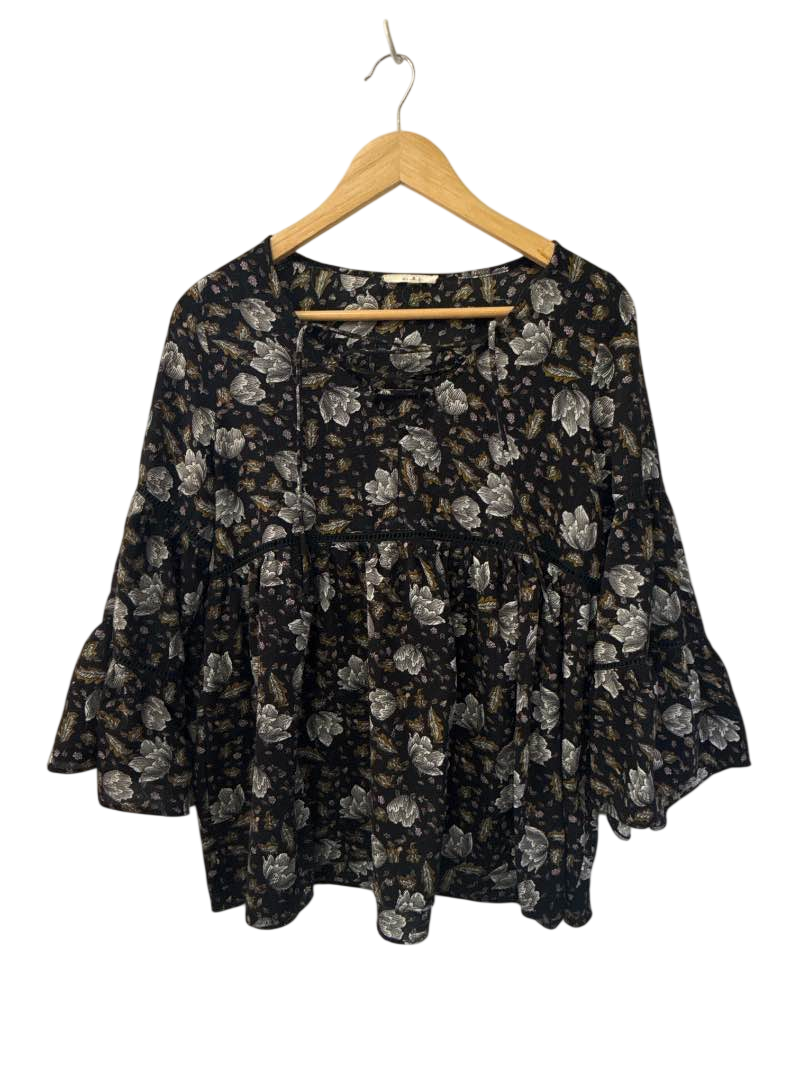 Easel Peplum Blouse Long Sleeves