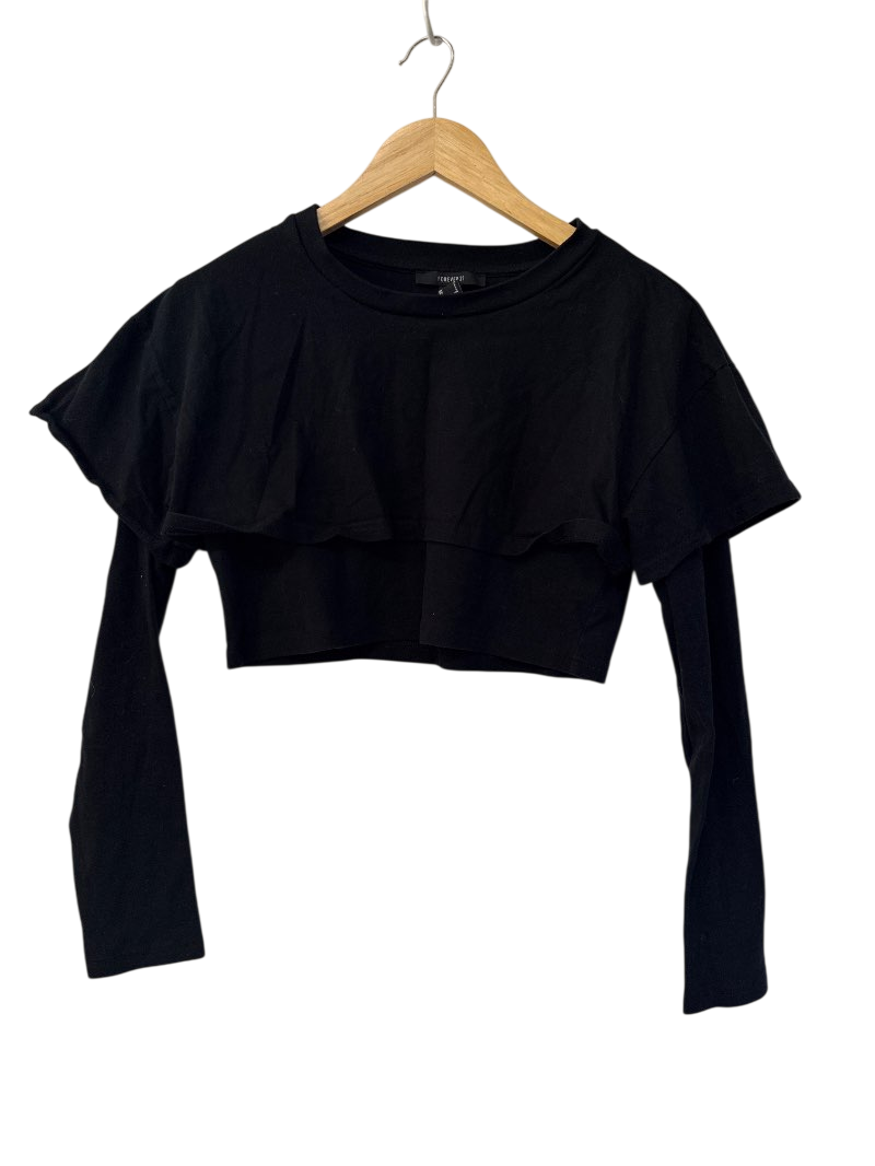 Forever21 Ruffled Cropped Top Long Sleeves