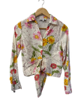 Calypso Floral Tie-Front Long Sleeves