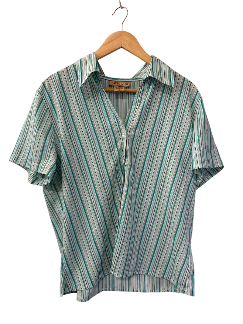 Notations Striped Collared Blouse Vintage