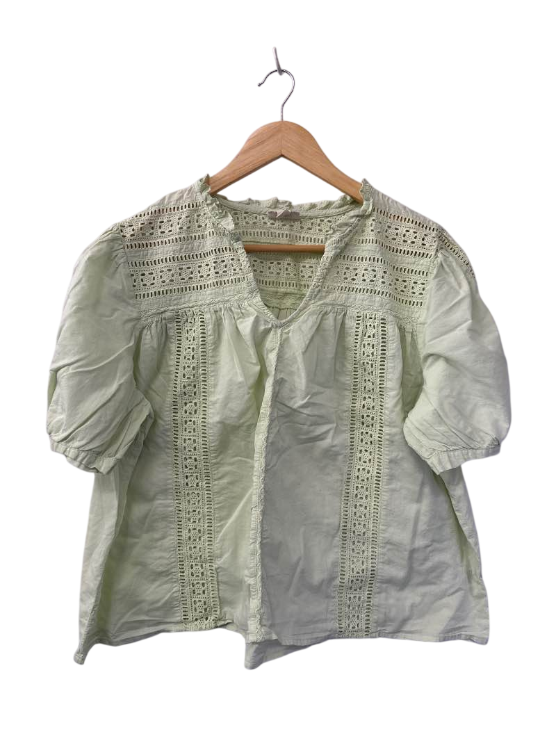 A.n.a Lace Trim V-Neck Short Sleeves