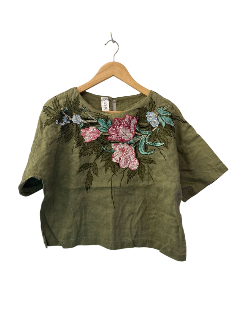 Suchad Floral Embroidered Top Vintage