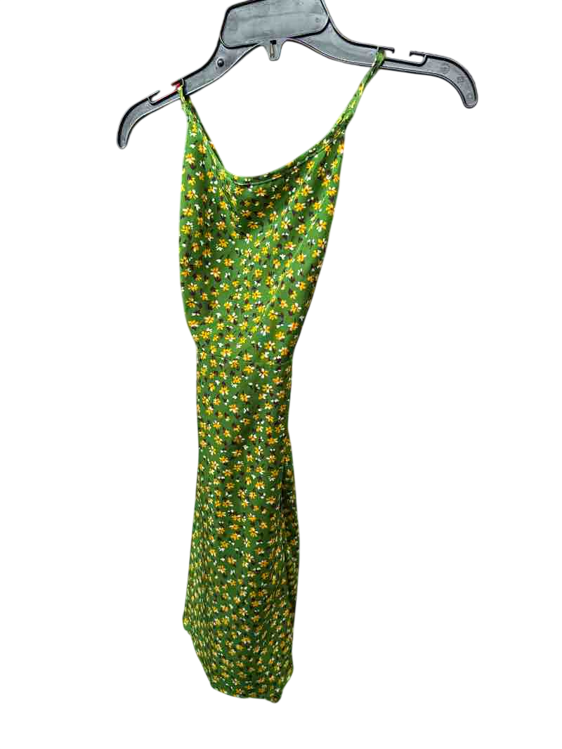 Green Floral Mini Dress, S