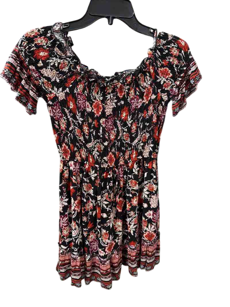 Black Floral Band of Gpsies Off the Shoulder Dress, XS