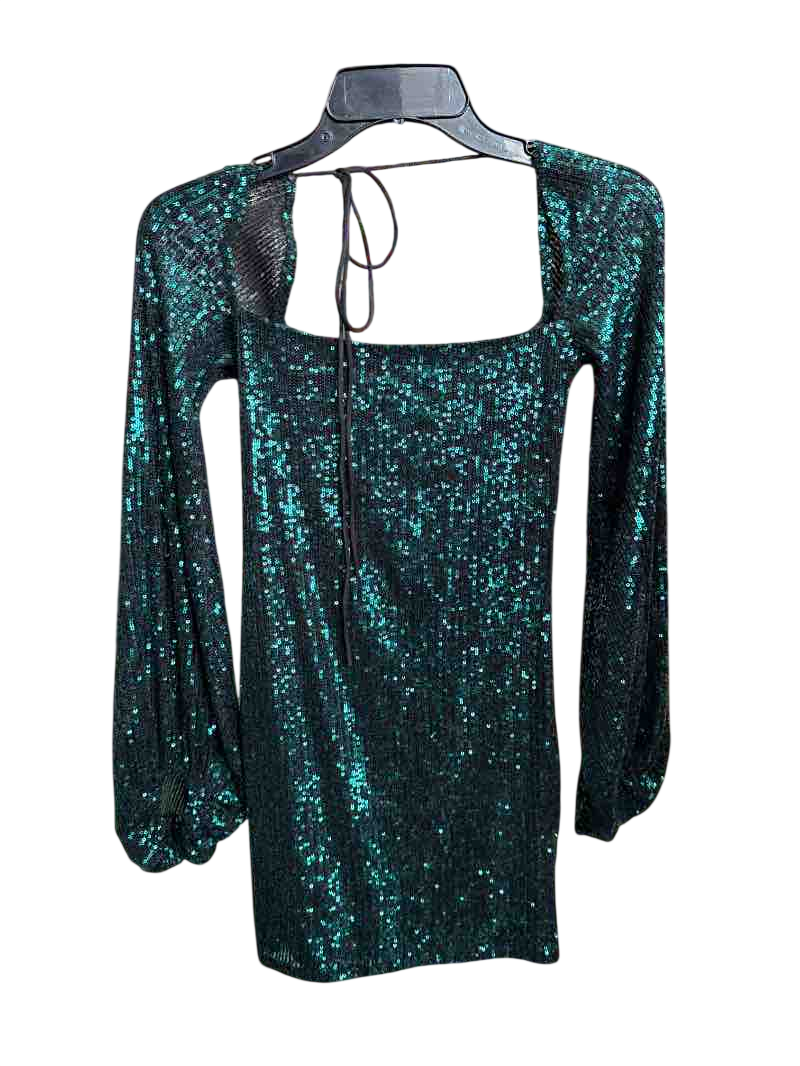 Green Rhinestone Mini Dress, S